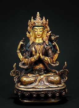 AVALOKITESHVARA (Kharcheri) - Feuervergoldung, 15 cm