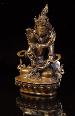 VAJRASATTVA mit GEFÄHRTIN, Kupfer, 24 cm